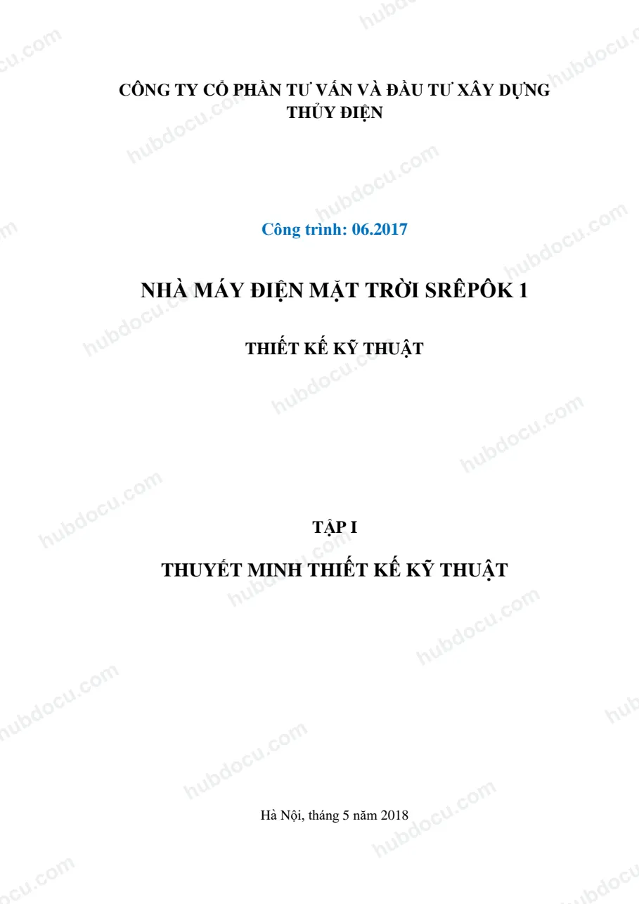 Thuyết minh thiết kế kỹ thuật nhà máy thuỷ điện Srepok 1