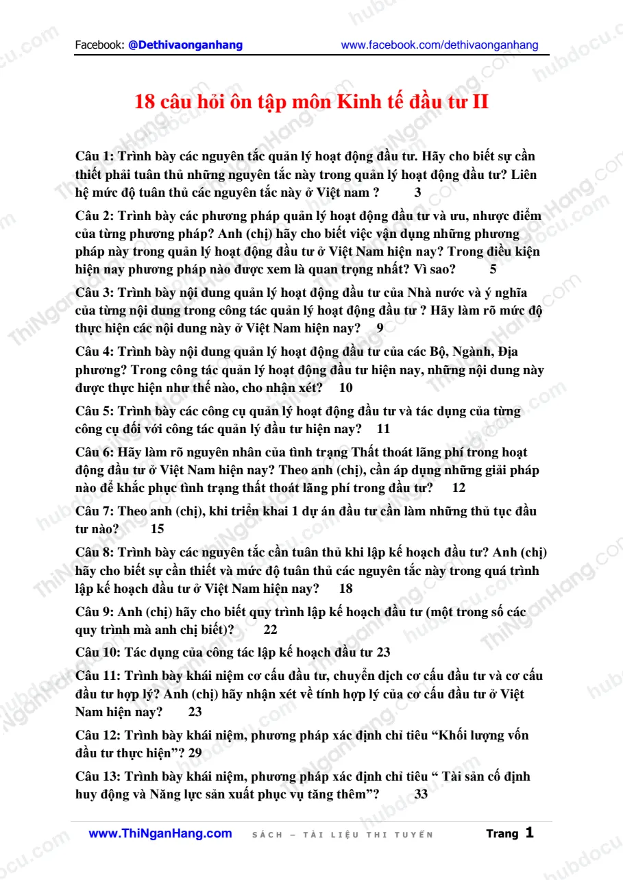 18 câu hỏi ôn tập môn Kinh tế đầu tư 2 (Kèm Đáp án và Hình minh hoạ)