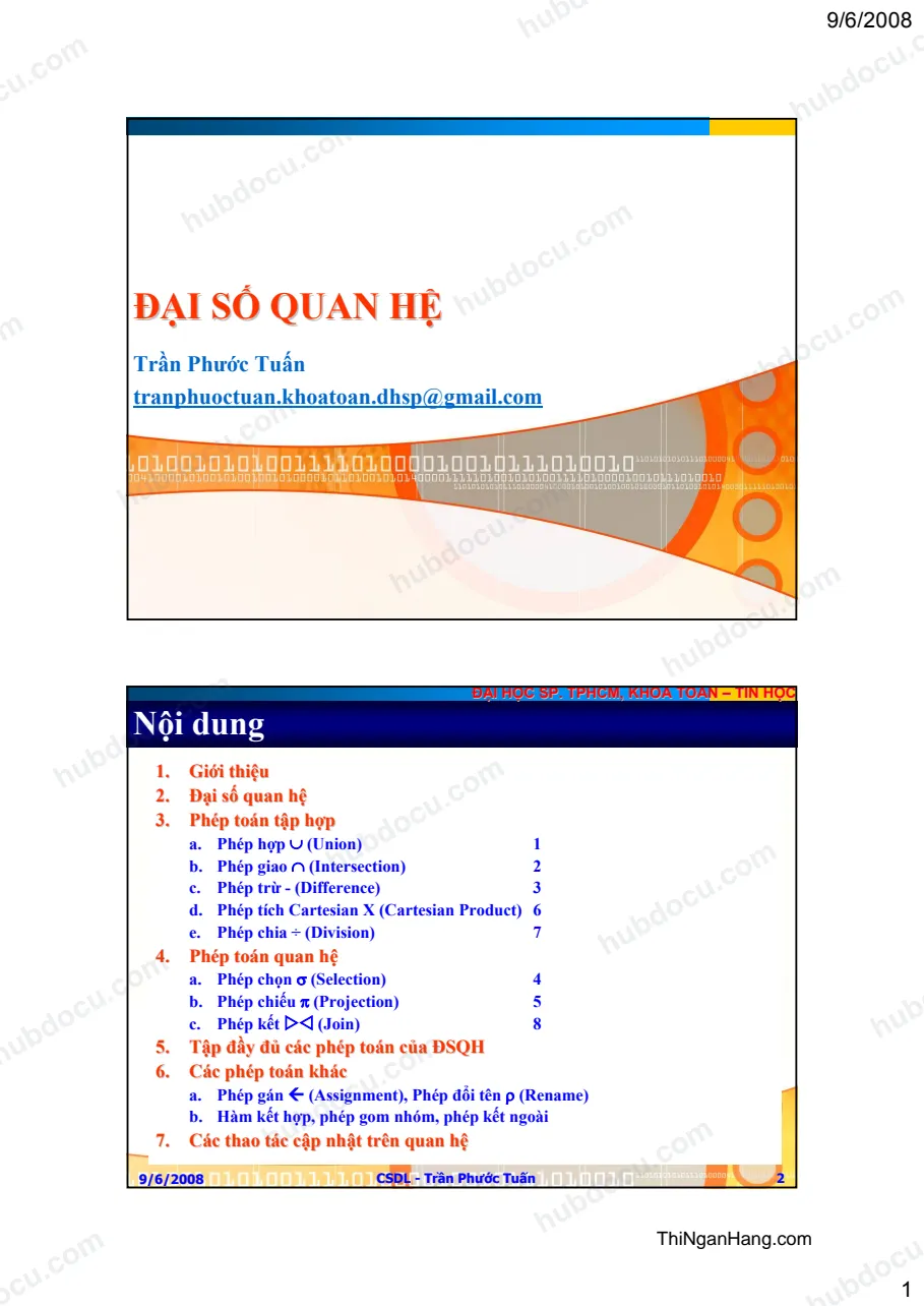 Giáo trình Đại số quan hệ