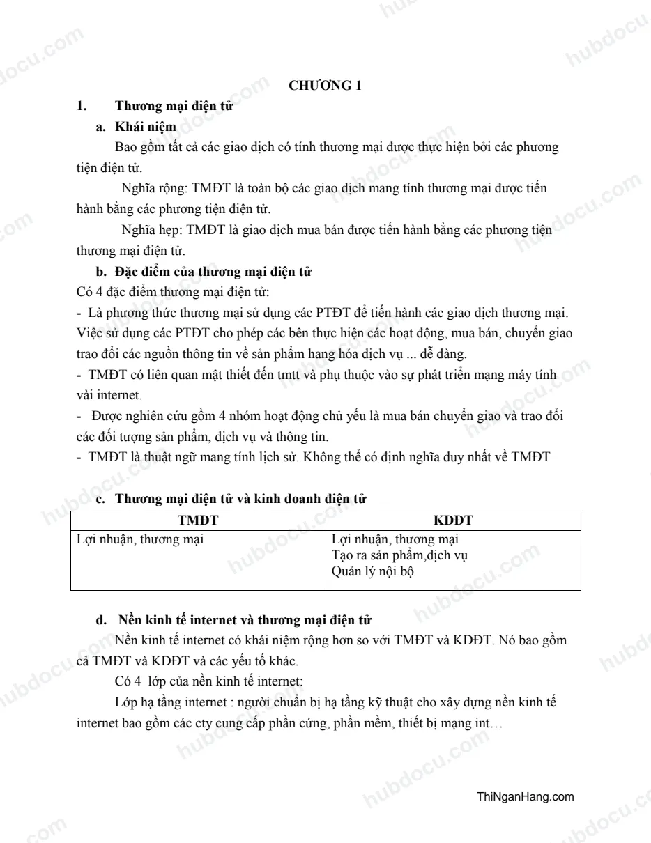 Đề cương Thương mại điện tử (TMĐT)