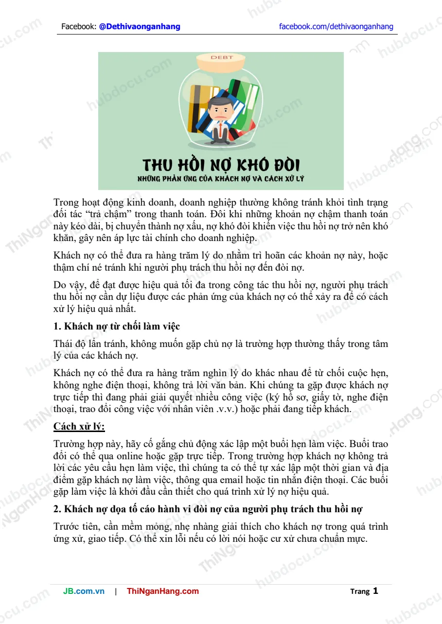 Thu hồi nợ khó đòi - Những phản ứng của khách nợ và cách xử lý