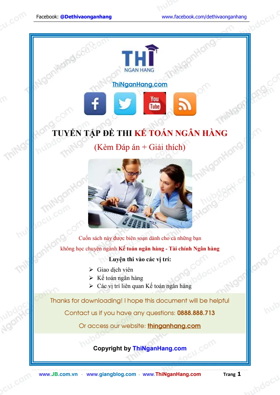 Tuyển tập đề thi Kế toán ngân hàng (Kèm Đáp án và Giải thích)