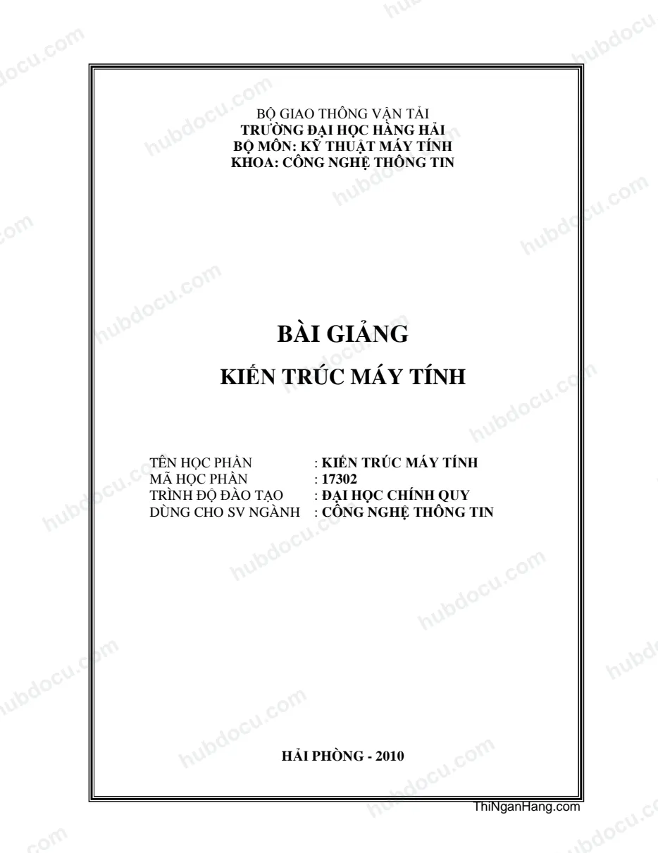 Giáo trình Kiến trúc máy tính - ĐH Hàng Hải