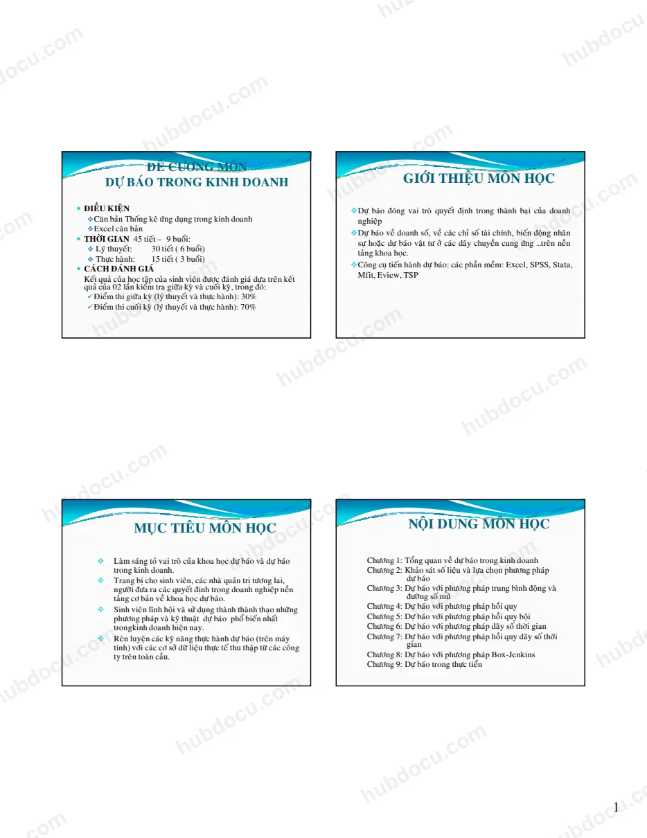 Slide Dự báo trong kinh doanh