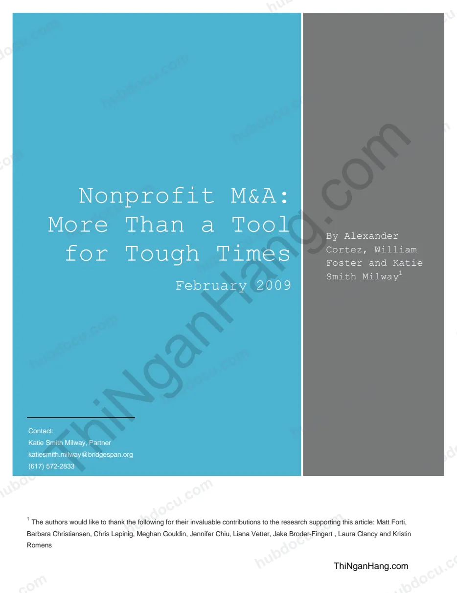 Nonprofit M&A. More Than a Tool for Tough Times