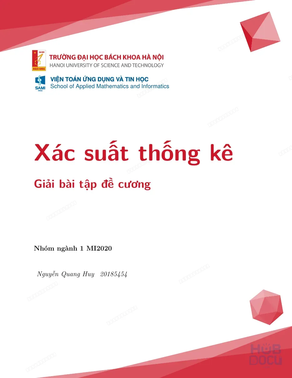Giải bài tập Xác suất thống kê HUST MI2020 Full