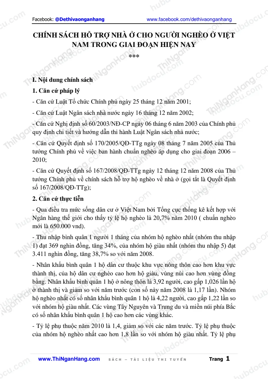 Luân văn. Chính sách hỗ trợ nhà ở cho người nghèo ở Việt Nam trong giai đoạn hiện nay