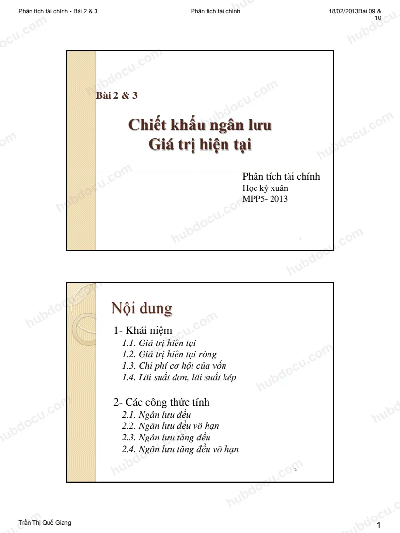 Chiết khấu ngân lưu - Giá trị hiện tại