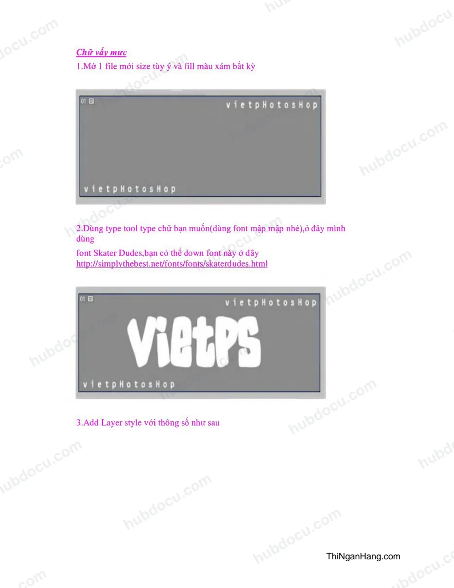 Photoshop - Tạo chữ vấy mực