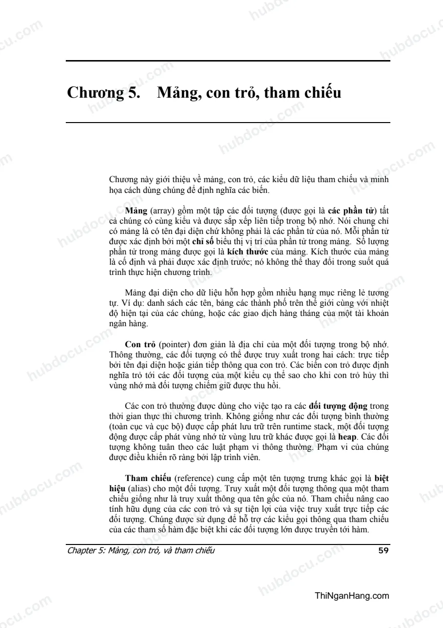 Lập trình Oop - Mảng, con trỏ, tham chiếu