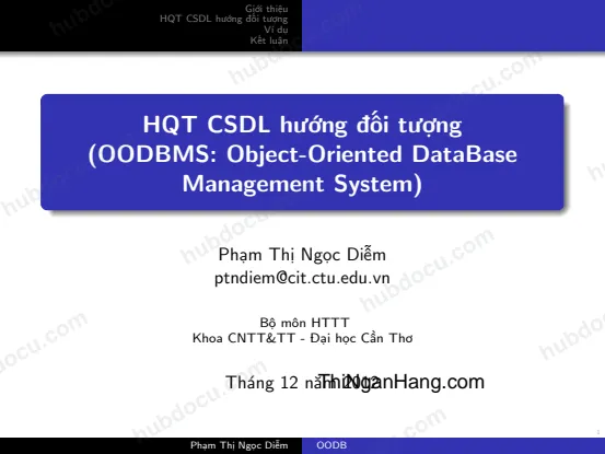 Hệ quản trị cơ sở dữ liệu hướng đối tượng