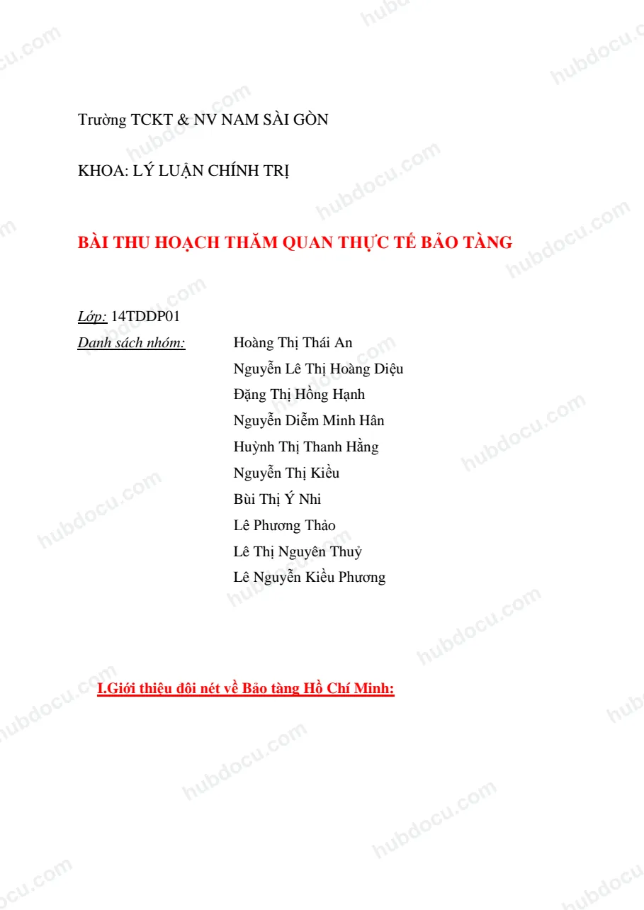 Bài thu hoạch thăm quan thực tế bảo tàng