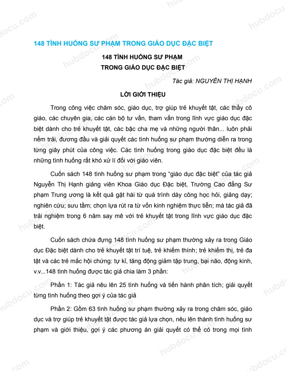 148 Tình huống sư phạm trong giáo dục đặc biệt