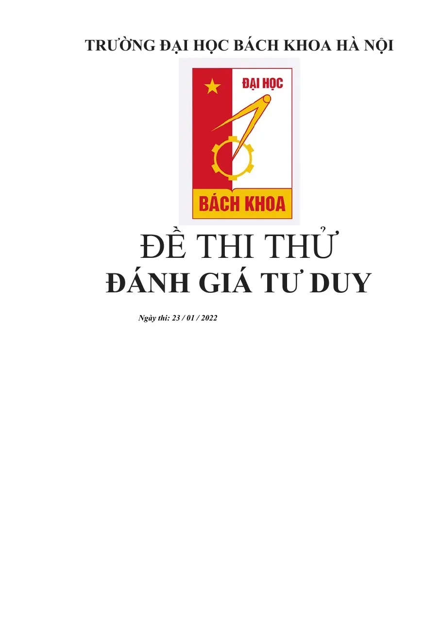 Đề thi thử Đánh giá tư duy ĐHBKHN 2022 (Full 3 phần)