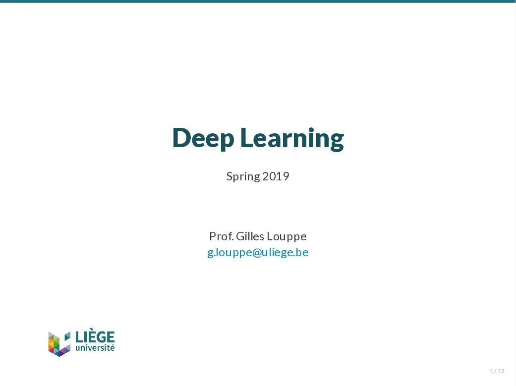 Free Deep Learning (Cơ bản về học sâu) - Prof Gilles Louppe