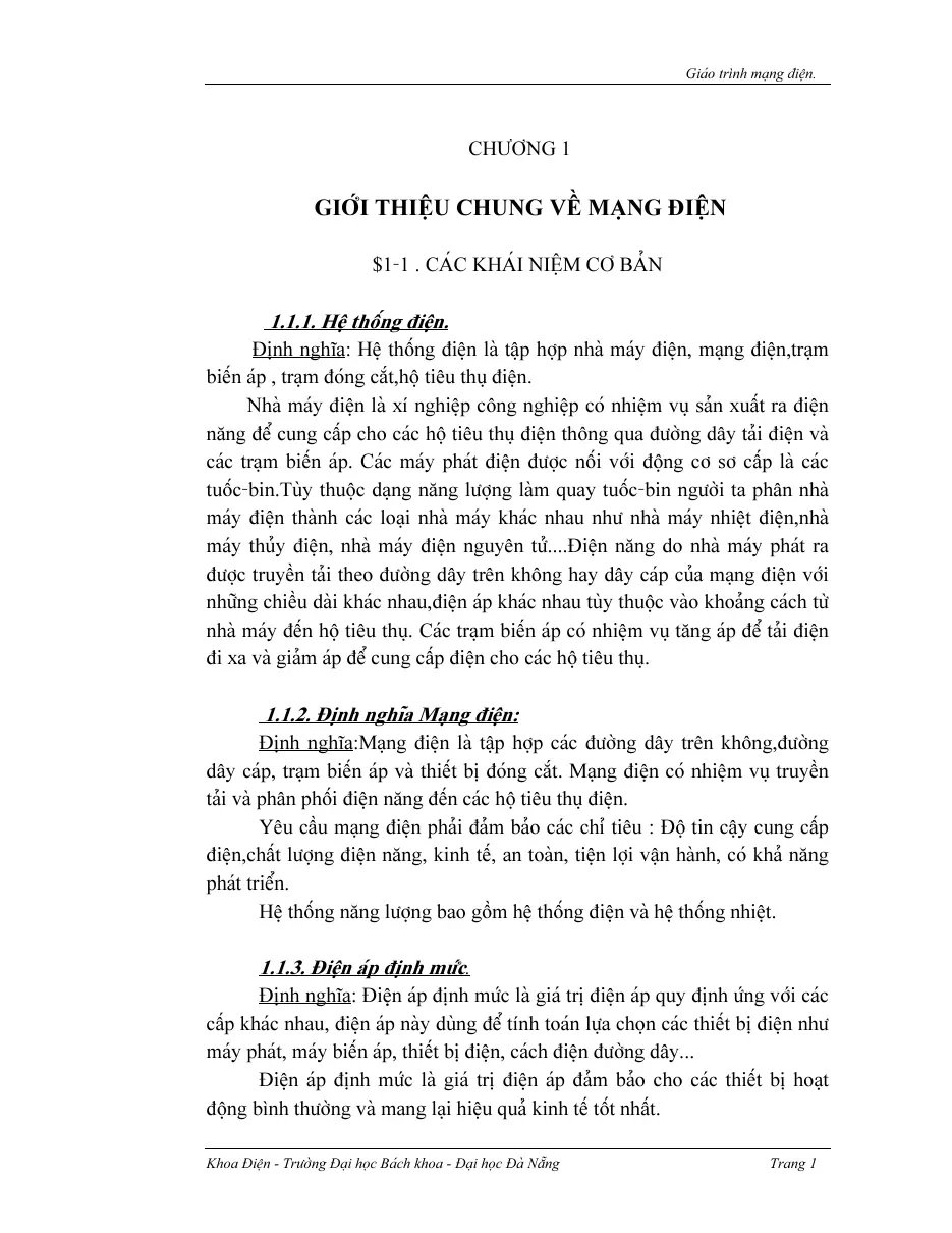 Giáo trình mạng điện (Chương 1)