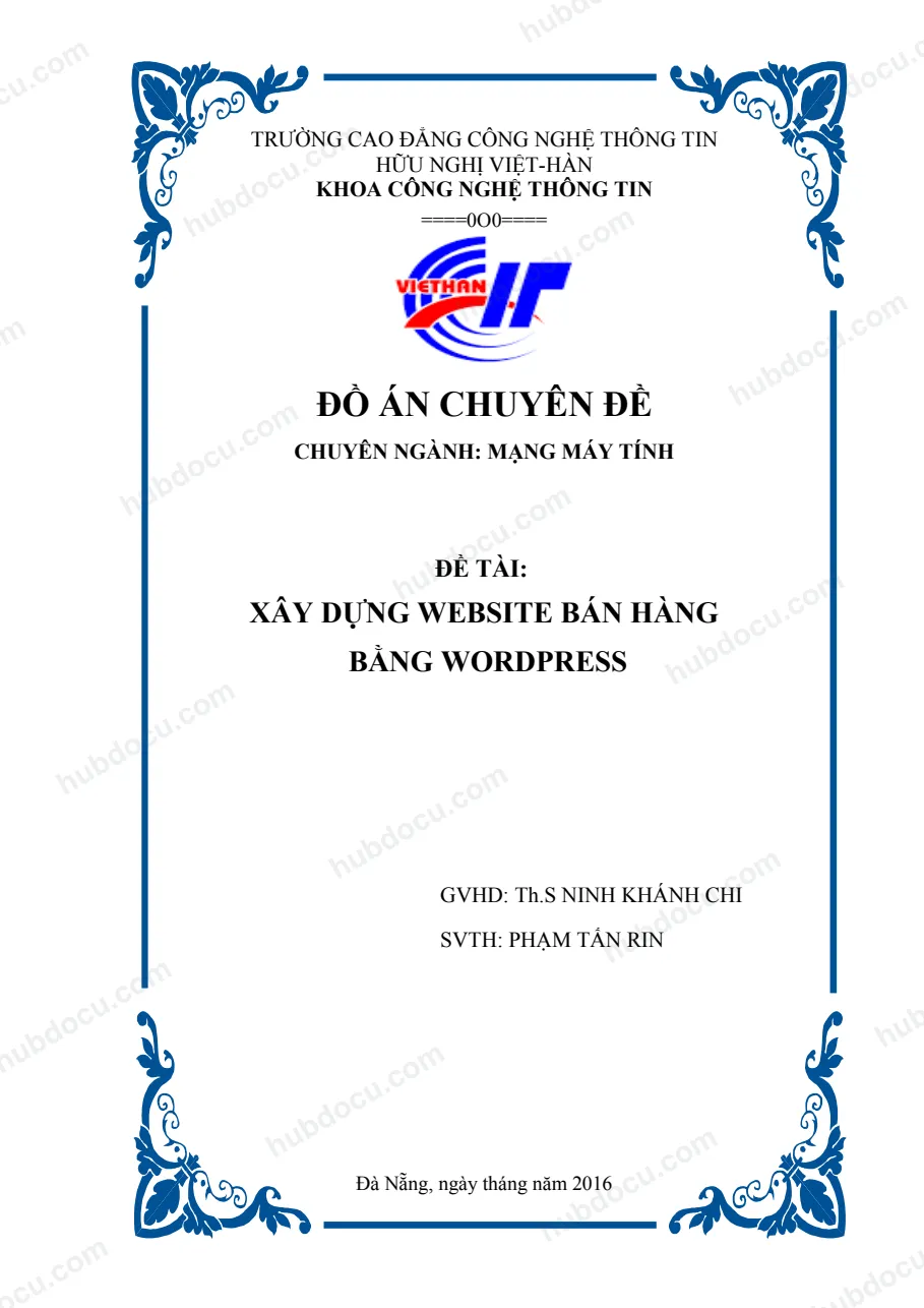 Đồ án xây dựng website bán hàng bằng Wordpress