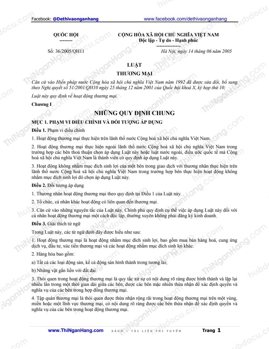 Luật thương mại 2005 - Luật 36_2005_QH11 ngày 14-6-2005