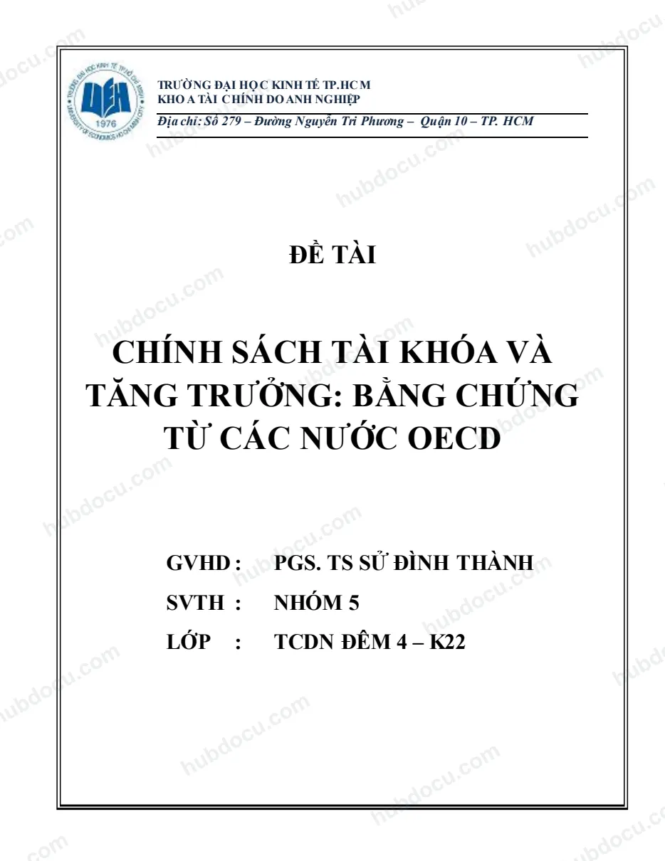 Tiểu luận - Chính sách tài khóa và tăng trưởng bằng chứng từ các nước OECD