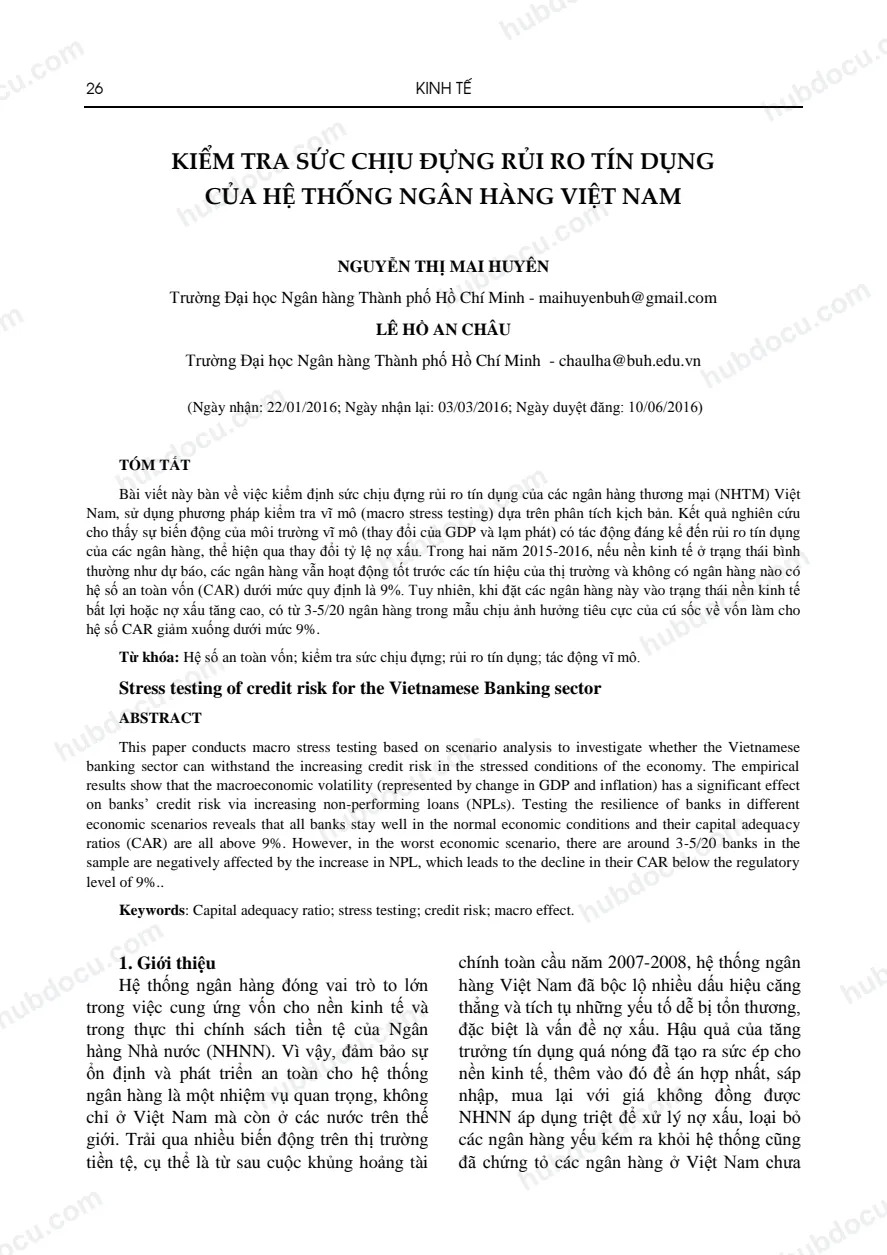 Stress testing Rủi ro tín dụng