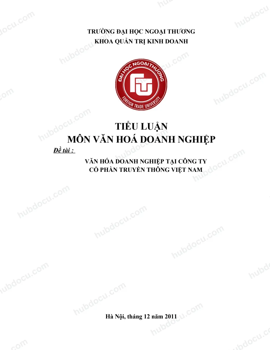 Tiểu luận_ Văn hóa doanh nghiệp tại công ty CP truyền thông Việt Nam