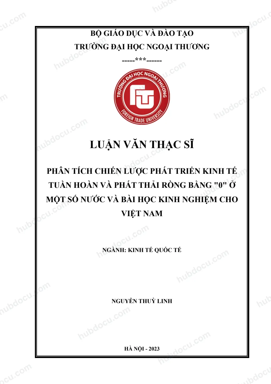 LVTS_Phân tích chiến lược phát triển kinh tế tuần hoàn và phát thải ròng bằng 0 ở một số nước - bài học kinh nghiệm cho VN