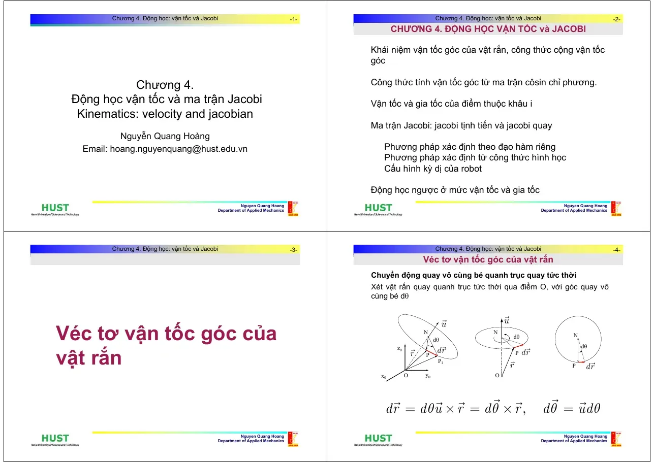 Động học: vận tốc và Jacobi (Chương 4) - Nguyễn Quang Hoàng