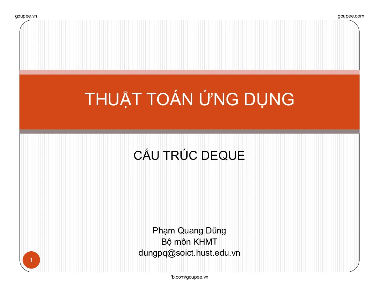 Applied Algorithms - Chapter 5.1 (HUST) Thầy Phạm Quang Dũng