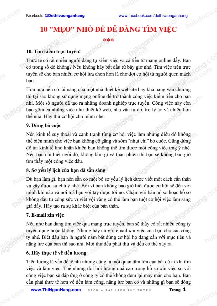 10 "mẹo" nhỏ để dễ dàng tìm việc