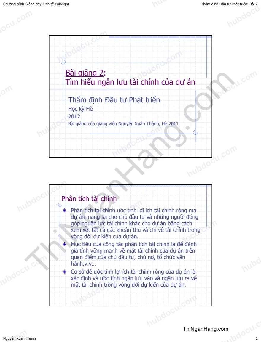 Tìm hiểu Ngân lưu tài chính của dự án - Full Bright