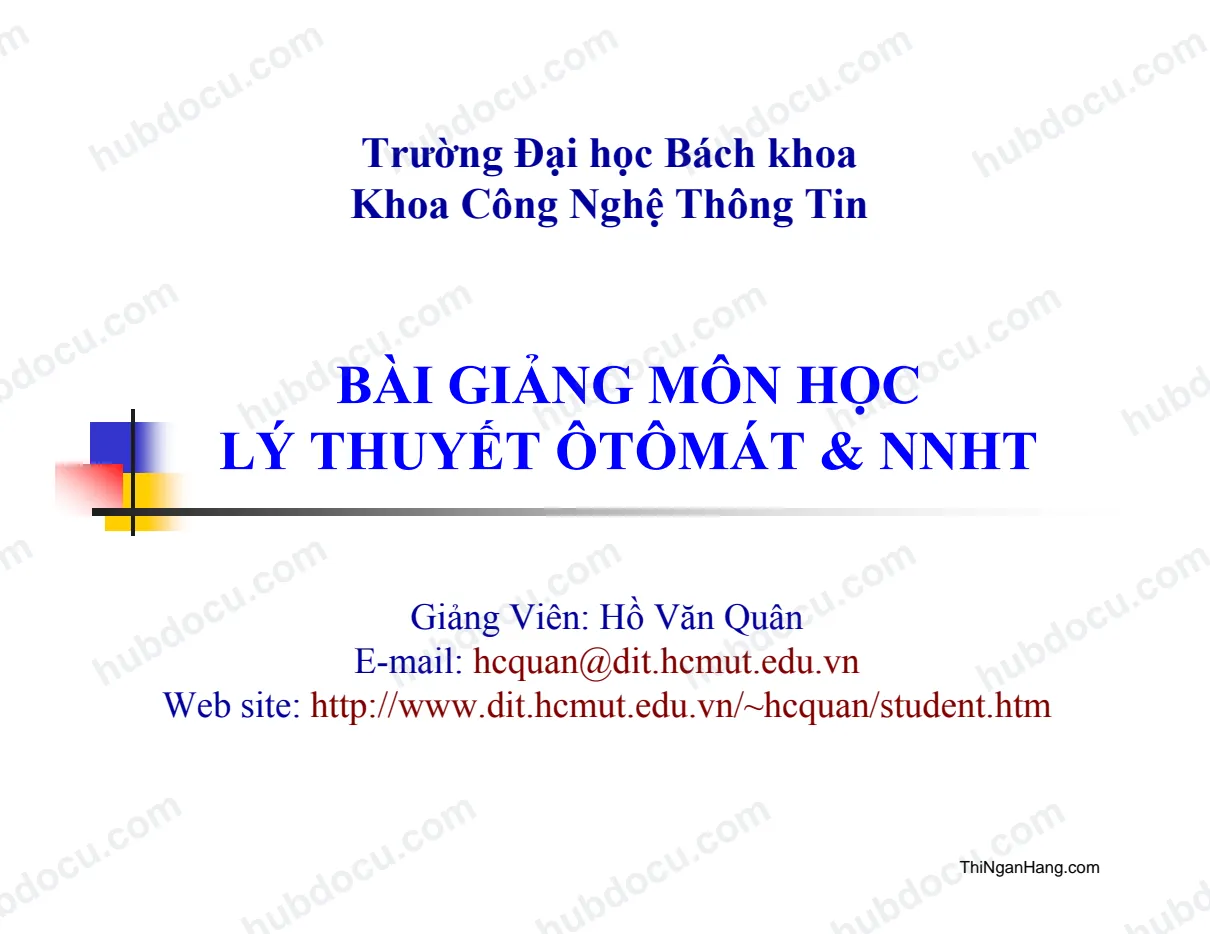 Bài giảng Otomat và Ngôn ngữ hệ thống