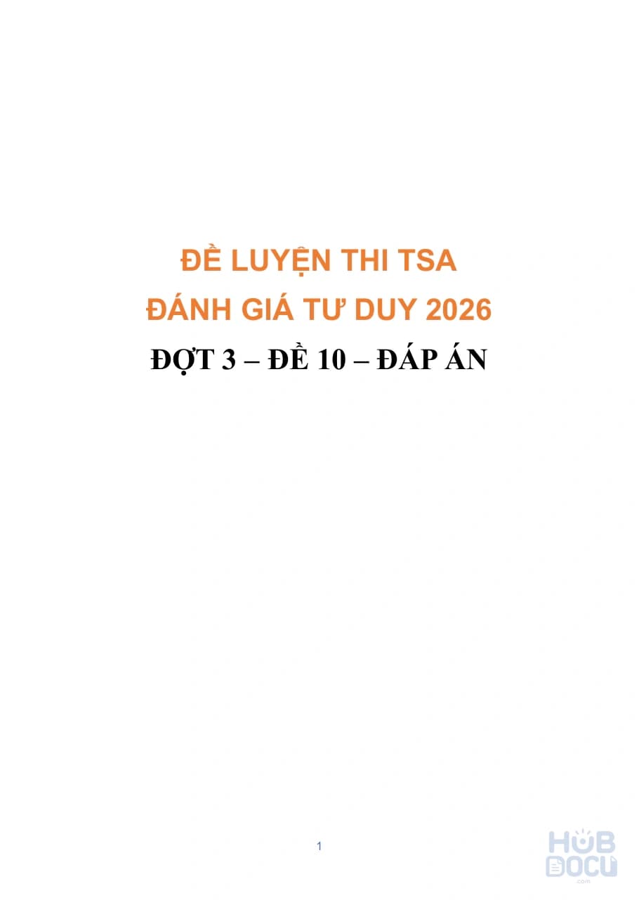 ĐỢT 3- ĐỀ 10 - ĐÁP ÁN