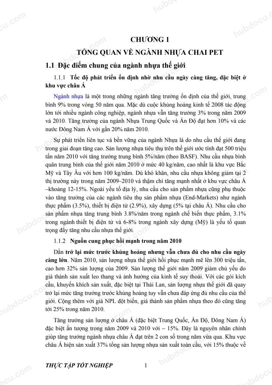 Thực tập tại công ty tnhh hồng vĩnh phát - quy trình sản xuất chai nhựa PET