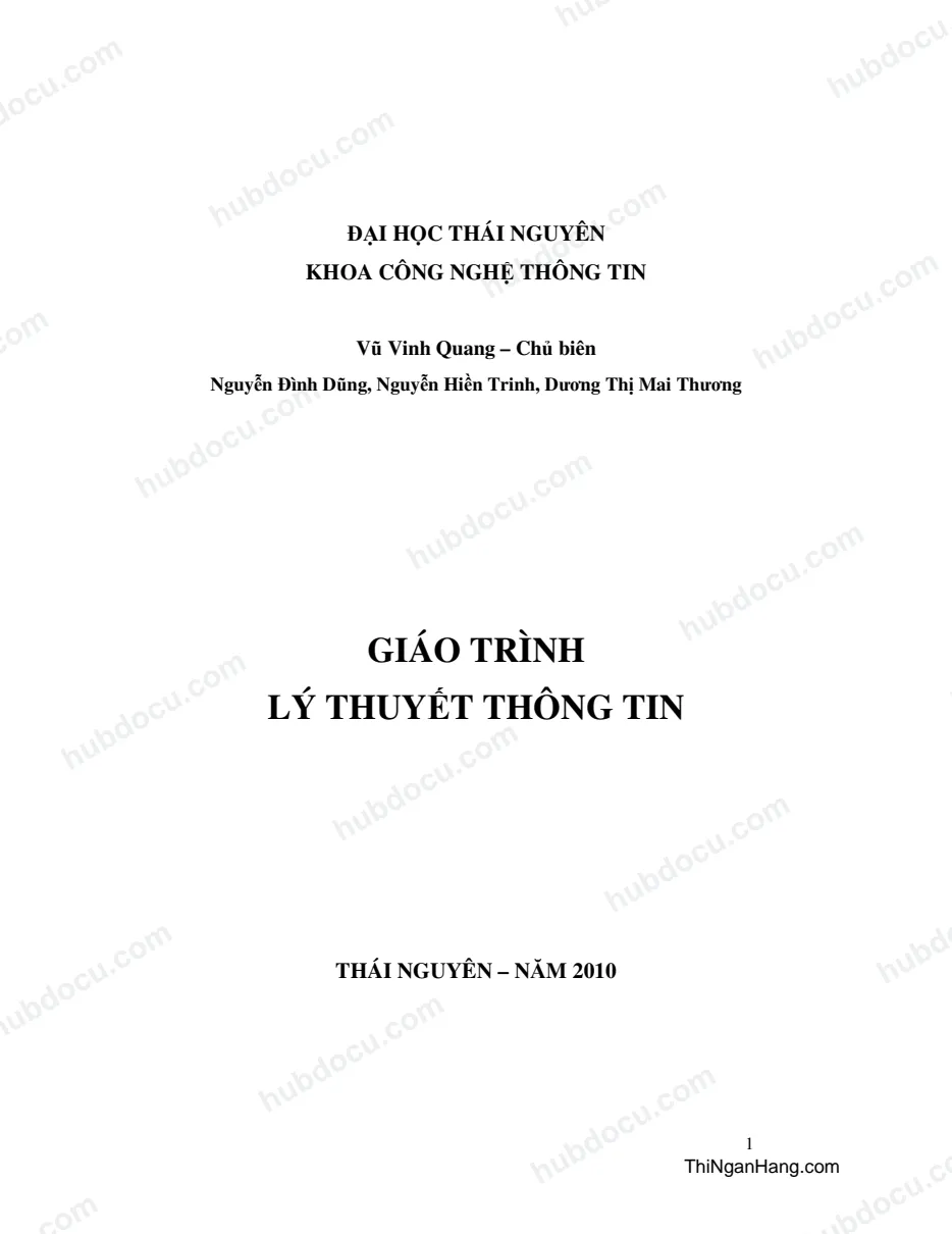 Giáo trình lý thuyết thông tin đại cương