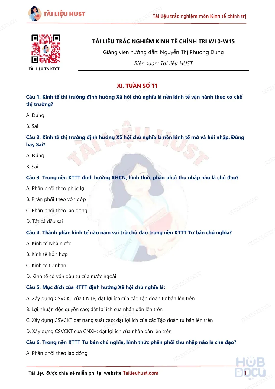 Tài liệu trắc nghiệm KTCT (W10-W15)