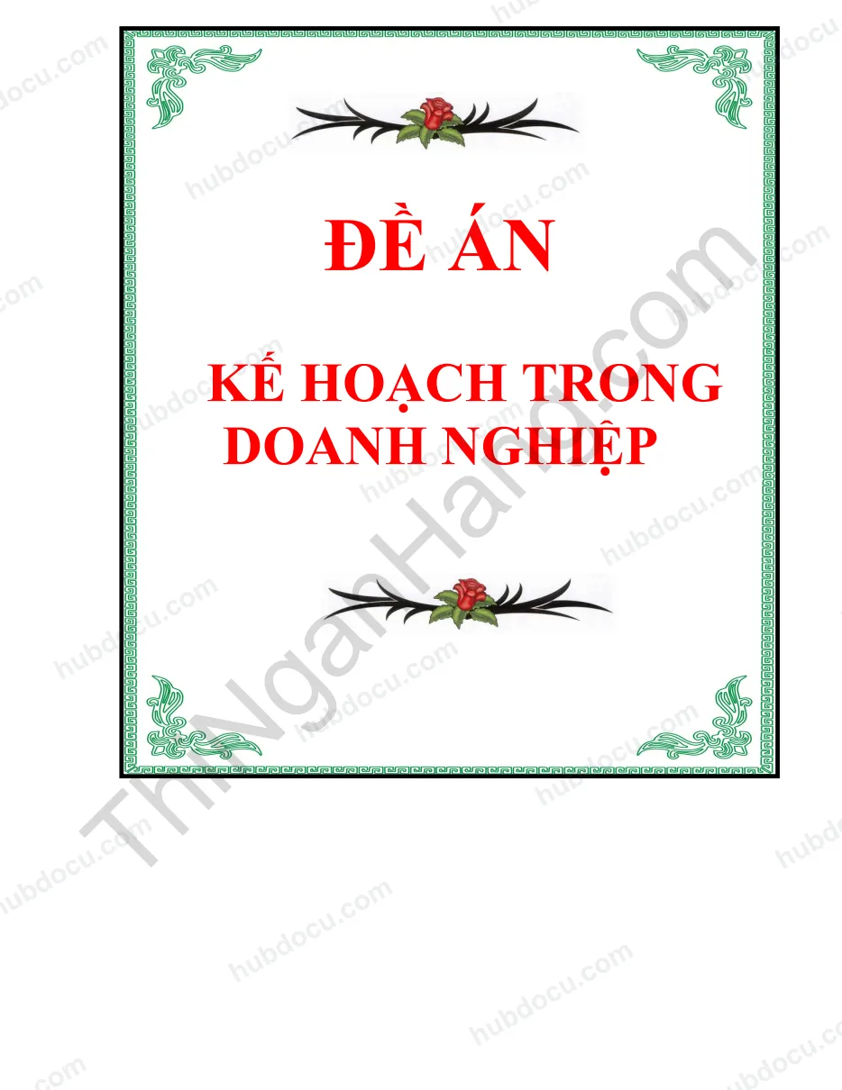 Đề án môn học Kế hoạch trong kinh doanh
