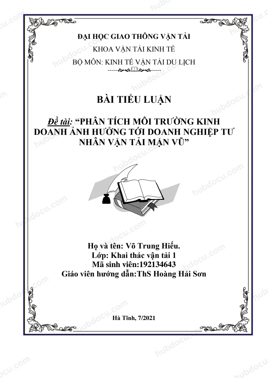 Tiểu luận - phân tích chiến lược kinh doanh của doanh nghiệp vận tải