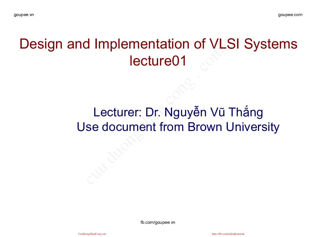 Thiết kế VLSI - Bài 1 (HUST) Thầy Nguyễn Vũ Thắng