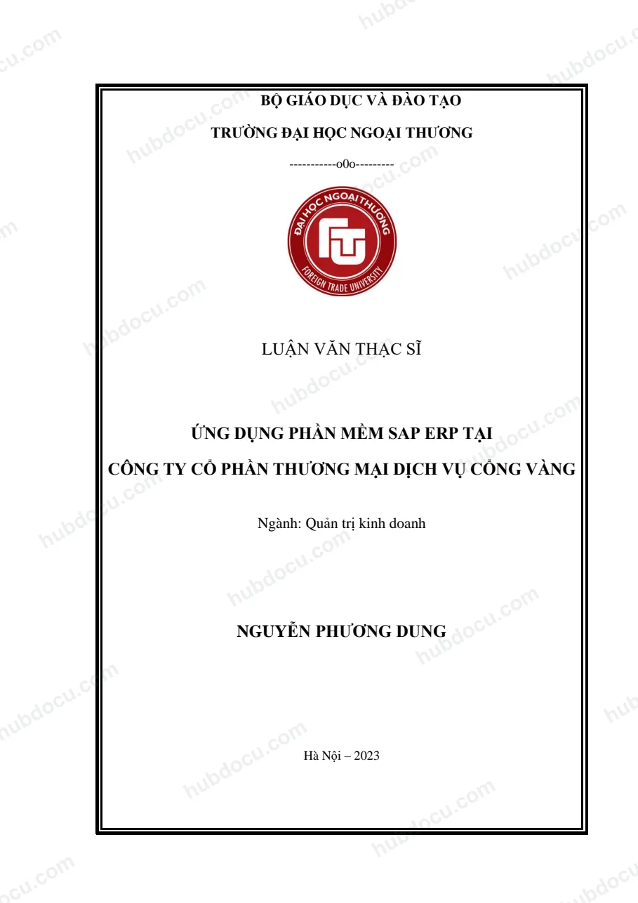 Luận văn thạc sĩ_ Ứng dụng phần mềm SAP ERP tại công ty cổ phần thương mại dịch vụ cổng vàng