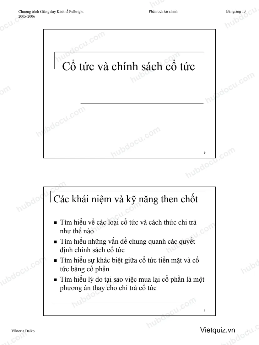 Cổ tức và Chính sách cổ tức