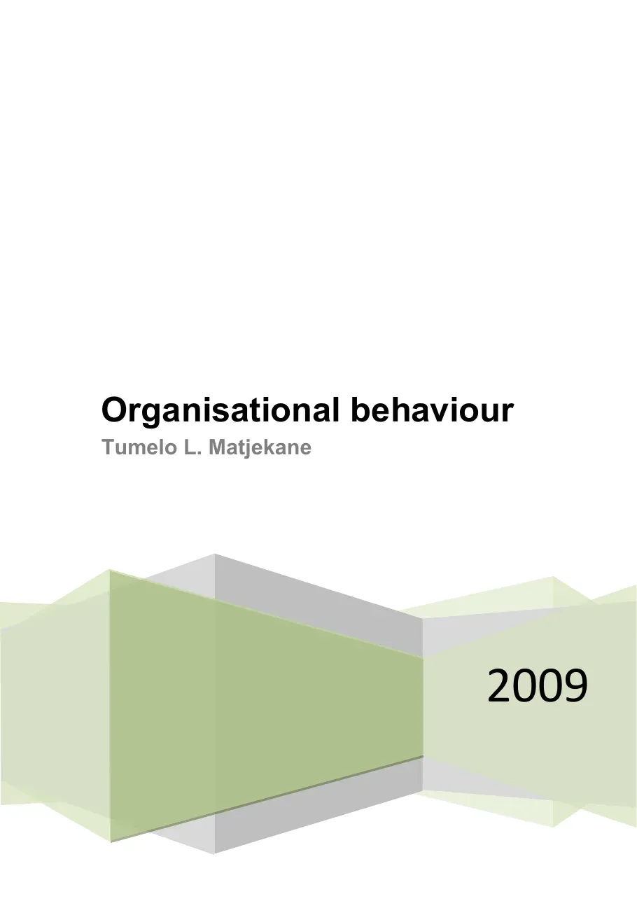 Organisation Behavior Mindmap (Bản đồ tư duy các khái niệm cơ bản về Hành vi tổ chức) - Tumelo L. Matjekane