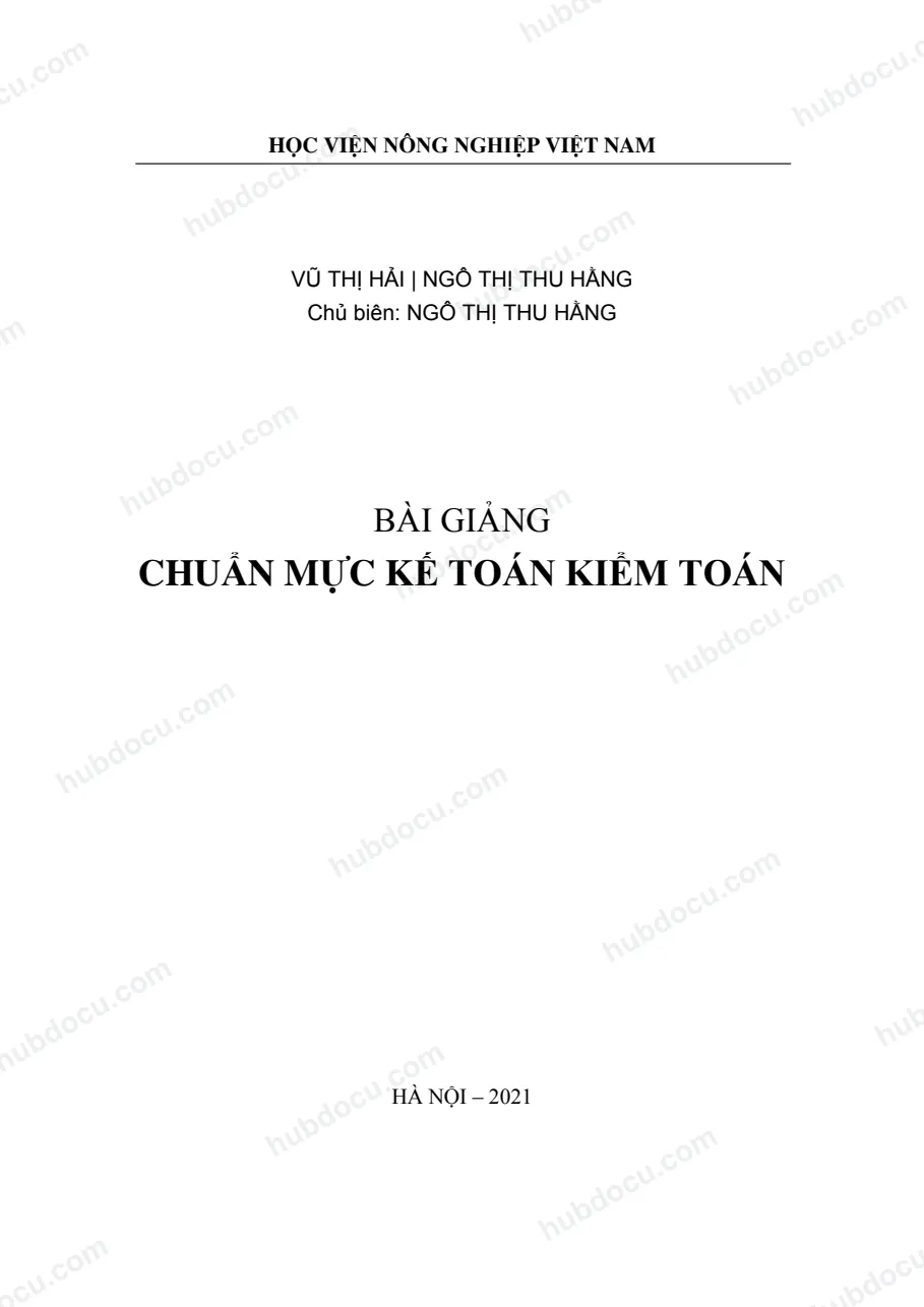 Bài giảng chuẩn mực kế toán kiểm toán VNUA