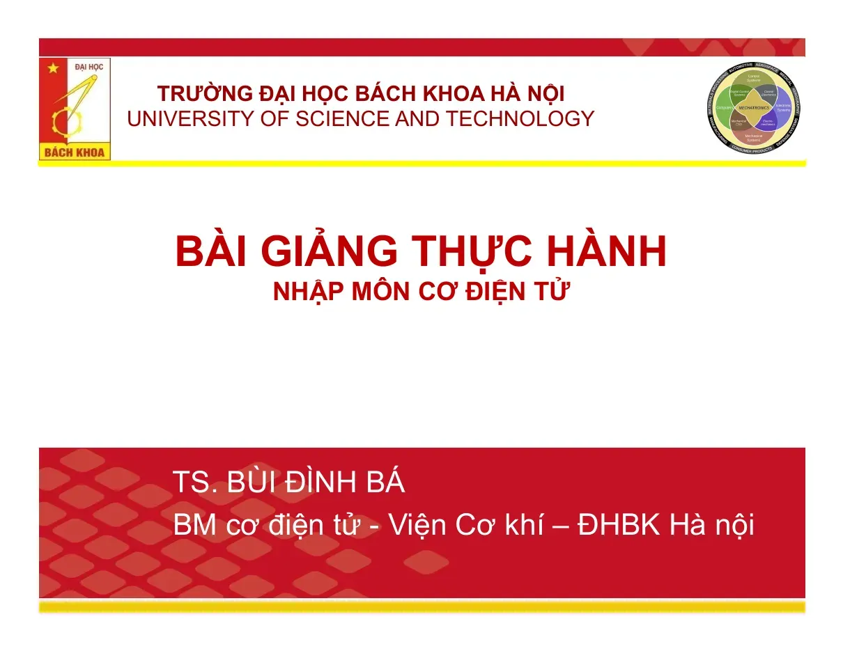 Bài giảng thực hành Nhập môn cơ điện tử (Bài 1) - Bùi Đình Bá