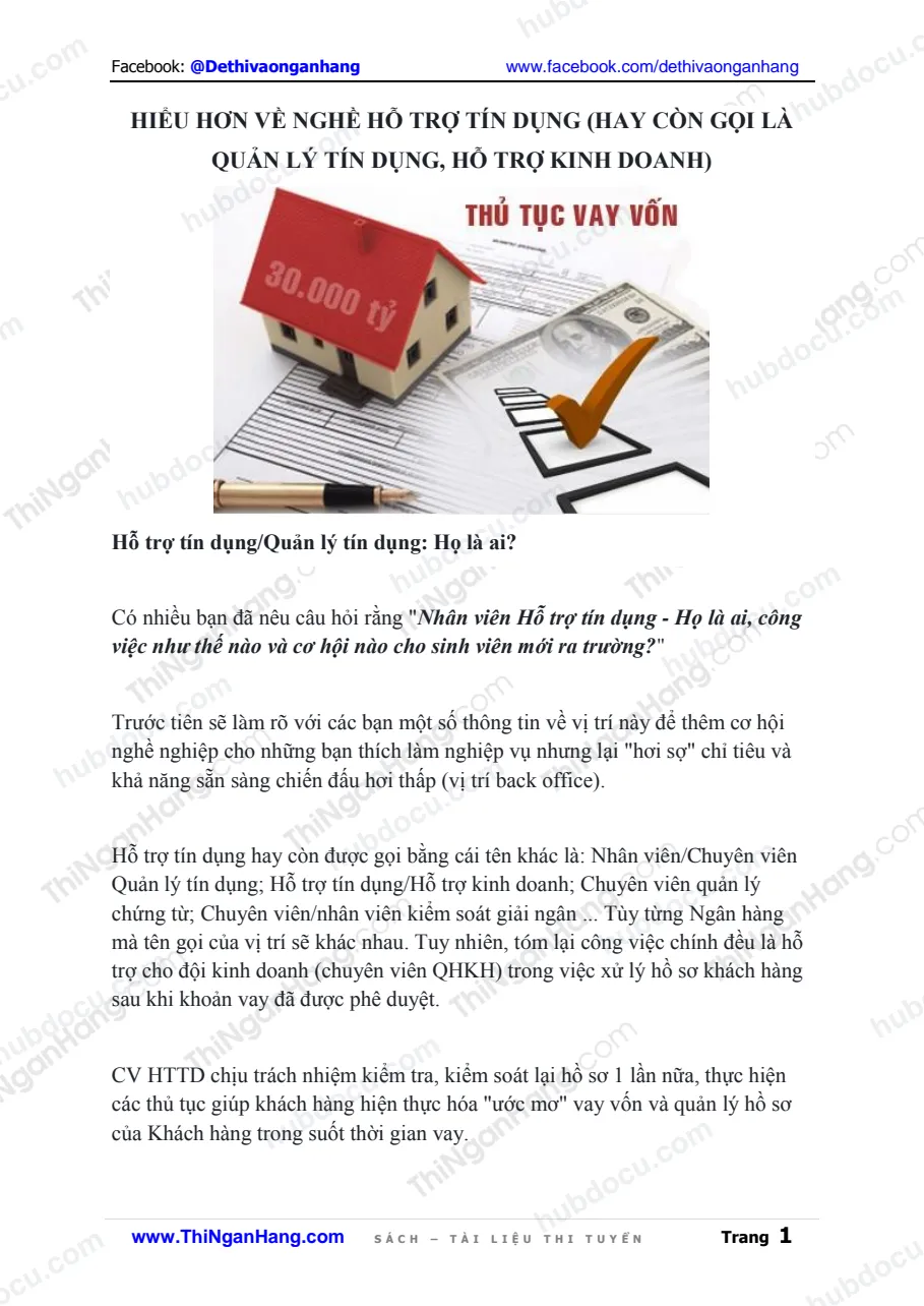Hiểu hơn về nghề hỗ trợ tín dụng