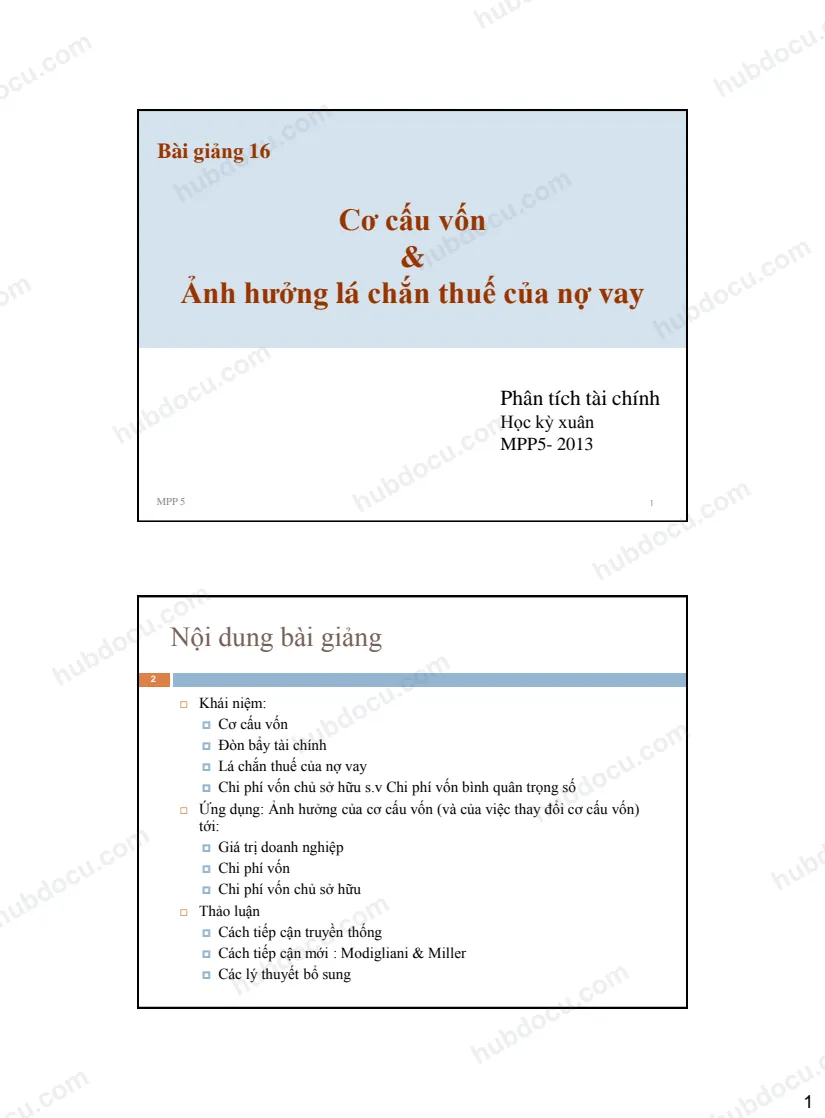 Cơ cấu vốn & Ảnh hưởng lá chắn thuế của nợ vay