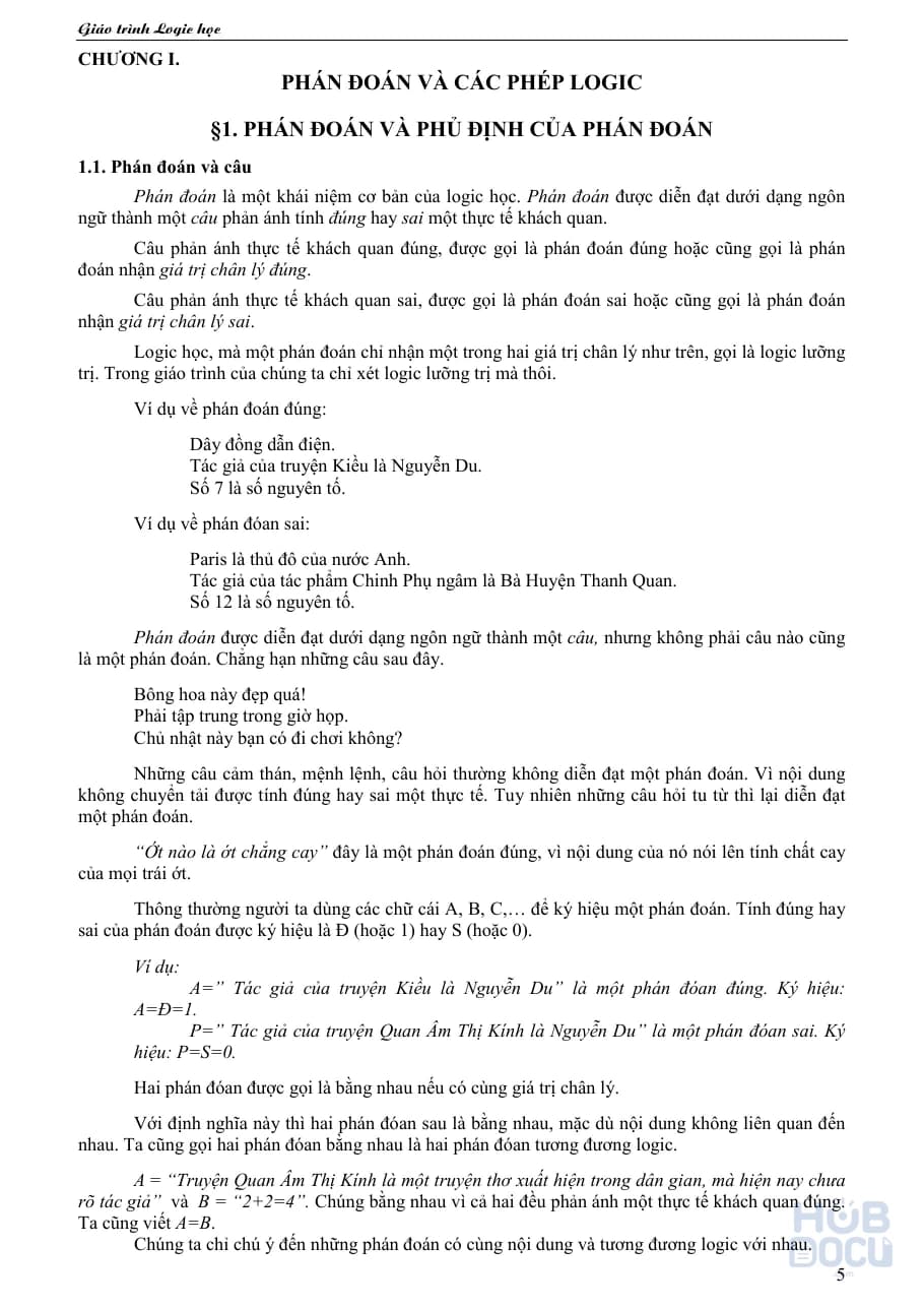 Giáo trình Logic học - Nguyễn Đình Tùng
