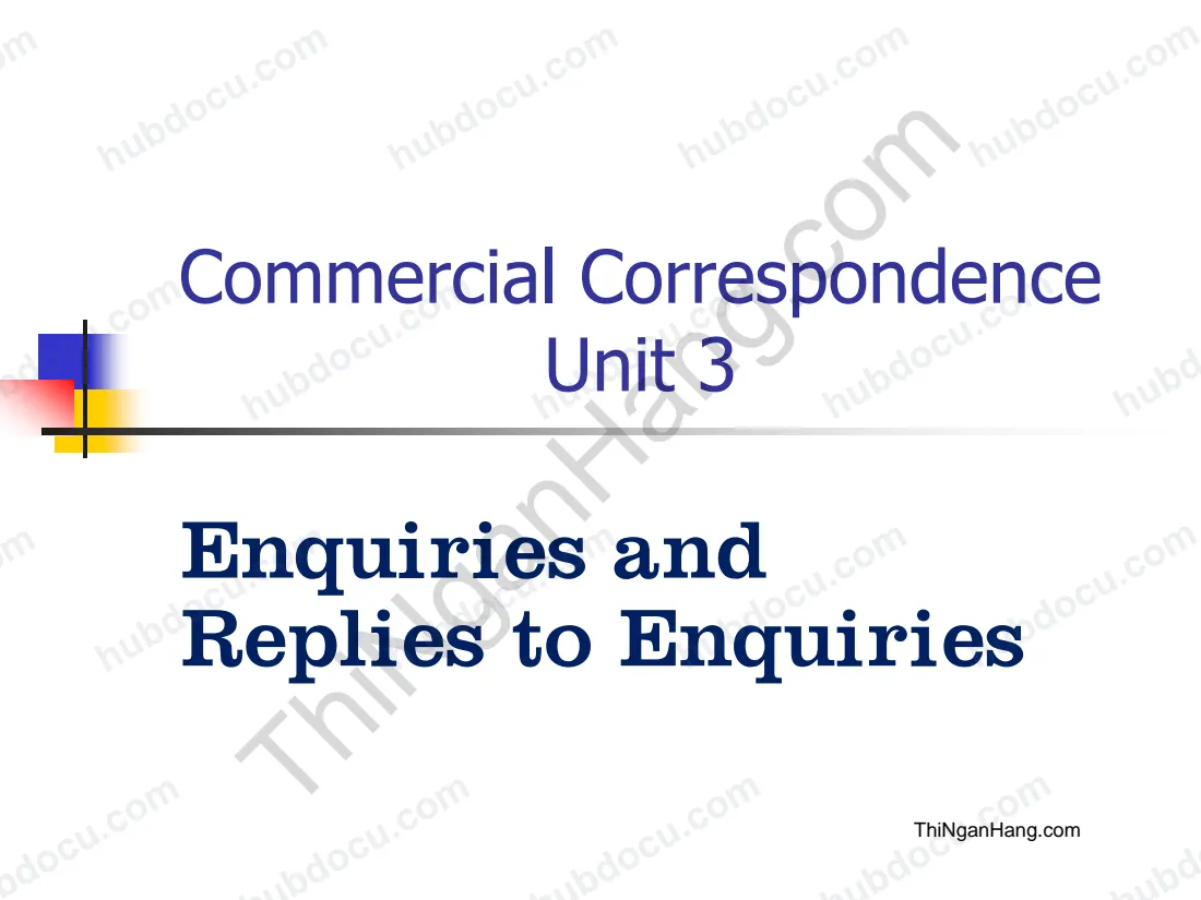 Commercial correspondence unit 3: Enquiries