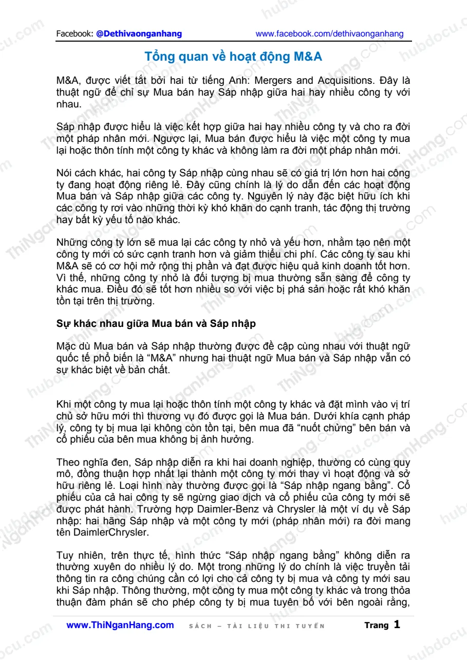 Tổng quan về hoạt động M&A (Mua bán sáp nhập)