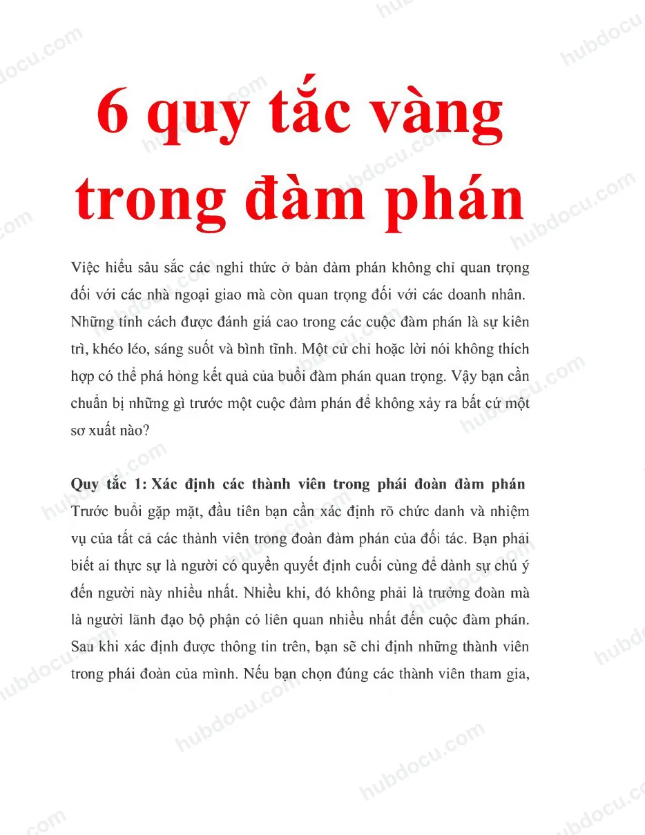 6 quy tắc vàng trong đàm phán
