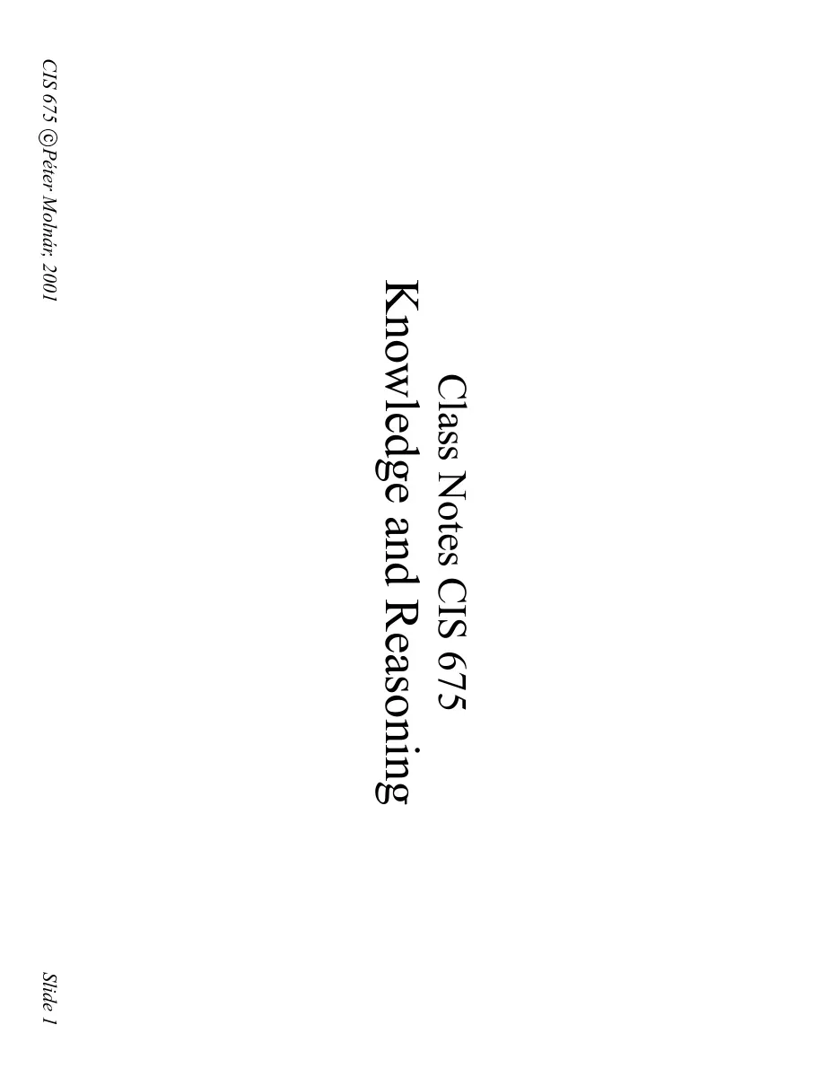 Knowledge and Reasoning (Chapter 9) - Péter Molnár